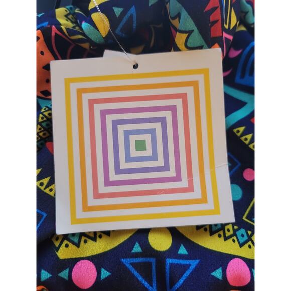 NWT LuLaRoe LOLA Midi Skirt Lined Size XS Black Band Multicolored Print Hearts - Picture 6 of 6